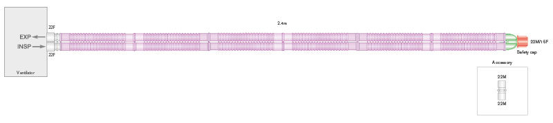 Антимикробный дыхательный контур Flextube Silver Knight™ 22 мм, длина 2,4м