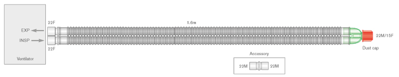 Дыхательный контур Flextube 22мм, длина ≥1.6м - стерильный
