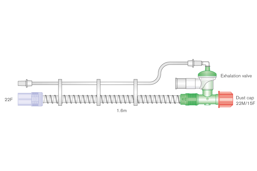 Контур дыхательный гладкоствольный, 22мм с клапаном выдоха и линией контроля ≥ 1.6м