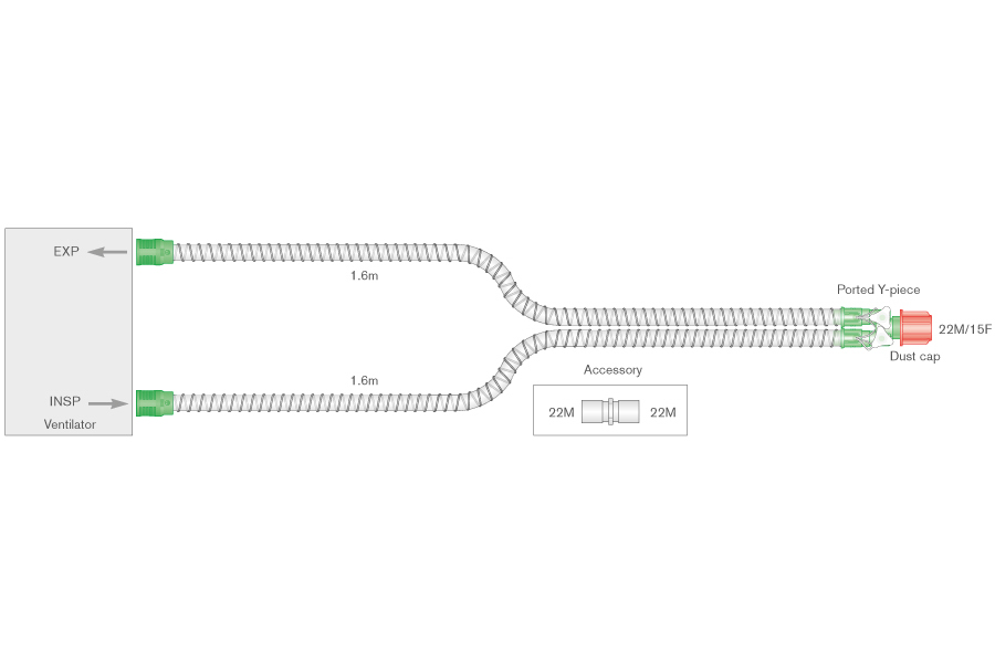Дыхательный контур Smoothbore 15мм с  Y-образным коннектором, длина 1,6м
