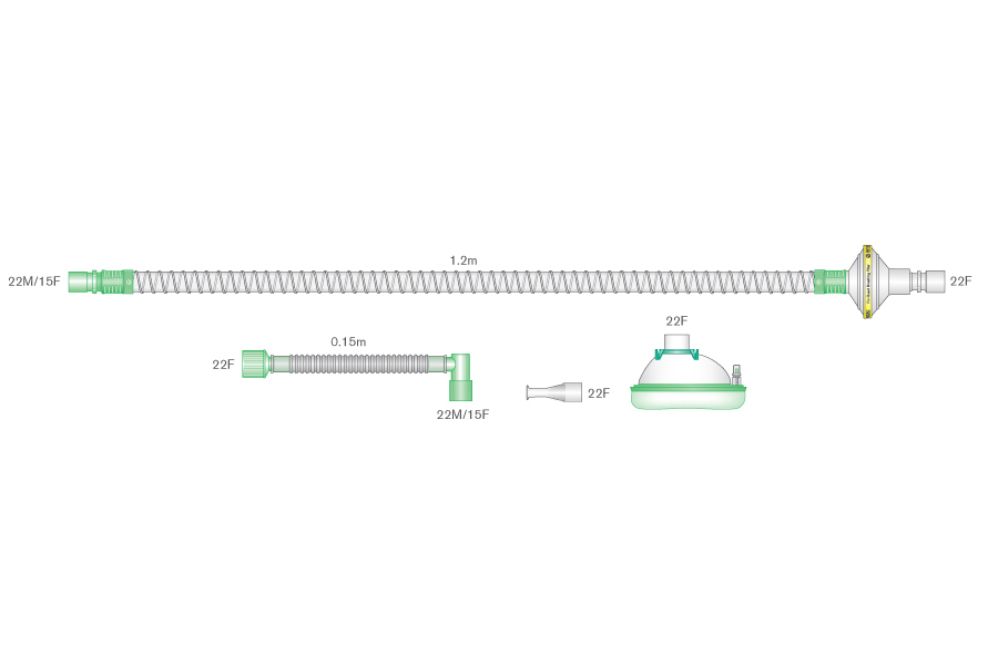 Дыхательный контур для взрослых Smoothbore большой, с функцией поддержки кашля, длина 1.2м
