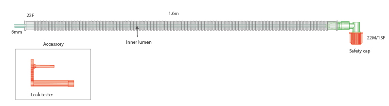 Коаксильный дыхательный контур Бэйна Mapleson D  для применения с адаптерами Бэйна ( нет клапана и мешка), длина 1,6м