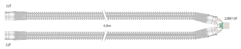 Прозрачный силиконовый дыхательный контур 22мм для взрослых, длина ≥0,8 м