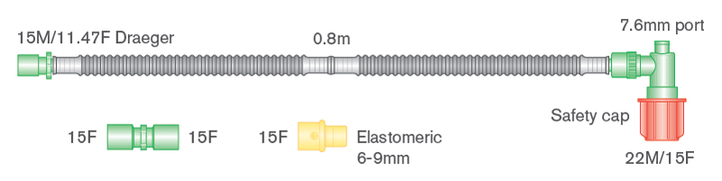 Дыхательный контур реанимационный Flextube 10мм для новорожденных с  нерегулируемым клапаном РЕЕР, длина 0,8м