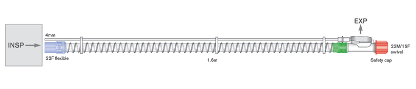Дыхательный контур Smoothbore 22мм с  клапаном выдоха, длина 1,5м